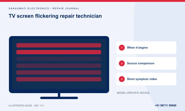 Illustrated guide: TV screen flickering repair technician