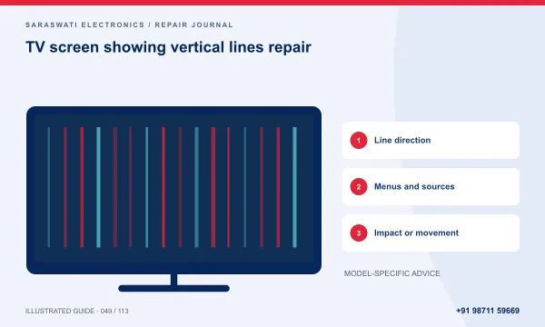 Illustrated guide: TV screen showing vertical lines repair